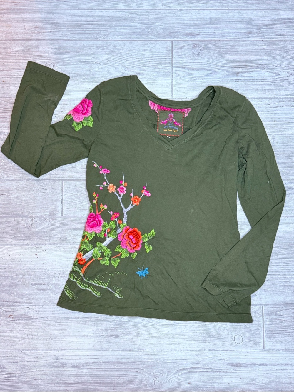 Johnny was long sleeve embroidered cotton long sleeve shirt blouse boho large